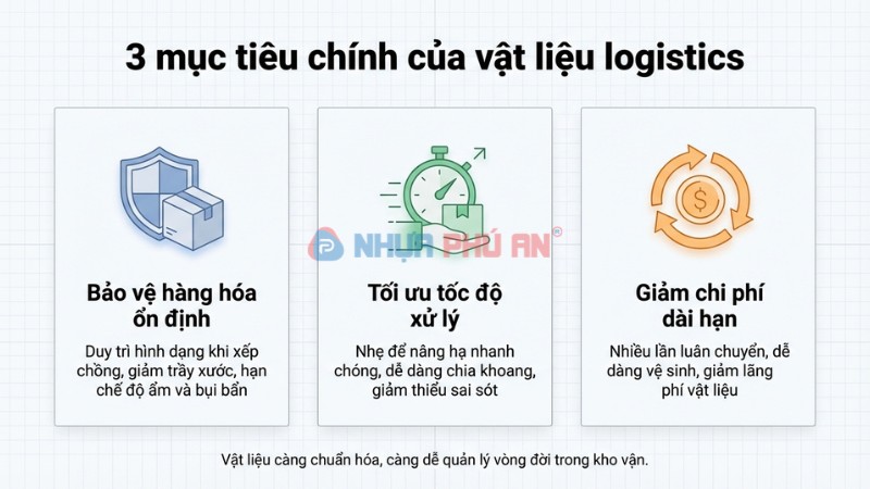 Mục tiêu chính của vật liệu dùng trong logistics
