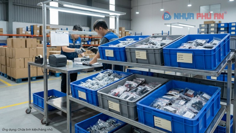 Sóng bít chứa linh kiện và phụ kiện trong kho