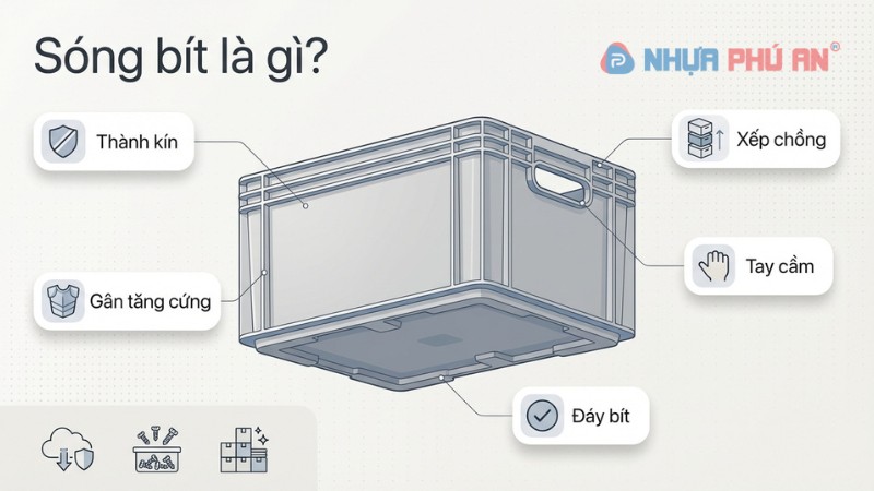 Minh họa cấu tạo sóng bít với thành kín và đáy bít