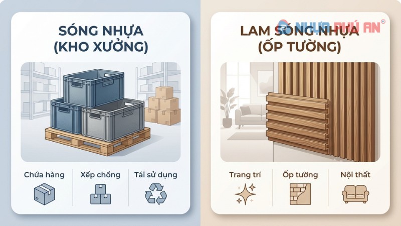 So sánh sóng nhựa kho xưởng và lam sóng nhựa ốp tường