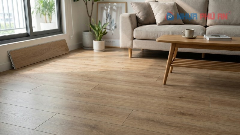 Ảnh thực tế sàn nhựa vân gỗ SPC/PVC trong không gian nhà ở