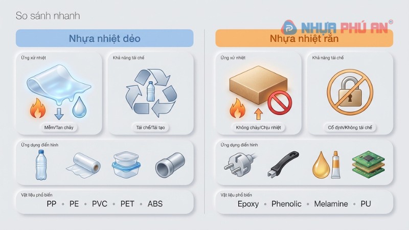 So sánh nhựa nhiệt dẻo và nhựa nhiệt rắn