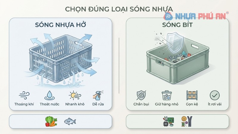 So sánh sóng nhựa hở và sóng bít theo ưu điểm sử dụng