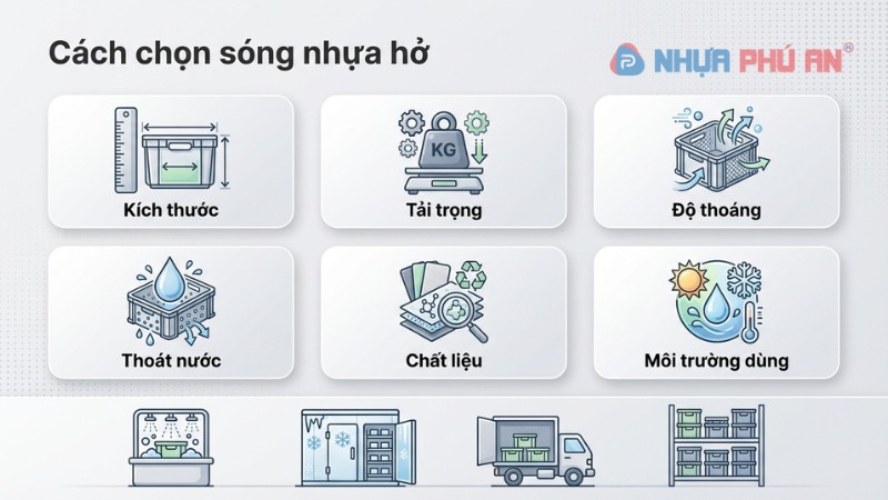 Checklist chọn sóng nhựa hở theo kích thước, tải trọng, độ thoáng và thoát nước