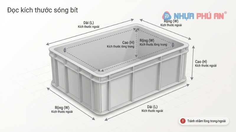 Sơ đồ đo kích thước sóng bít ngoài và lòng trong