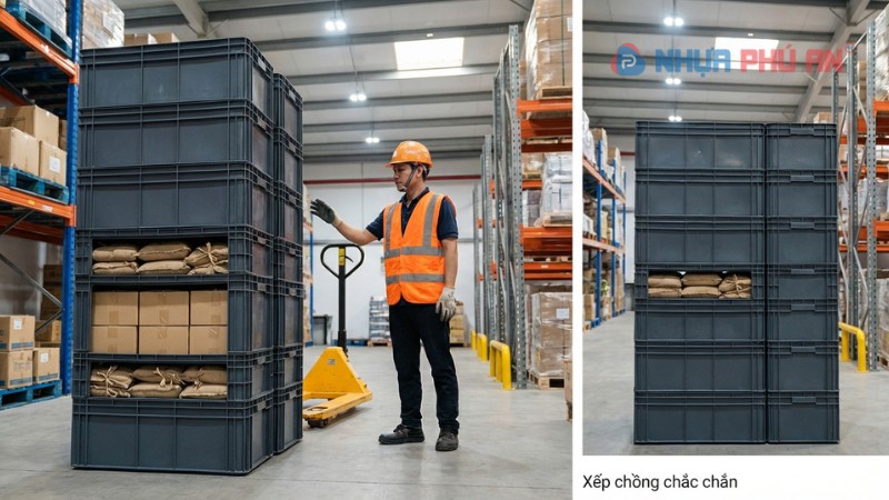 Sóng bít xếp chồng chắc chắn trong kho