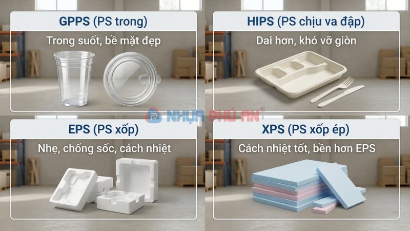 So sánh 4 dạng nhựa PS: GPPS, HIPS, EPS và XPS