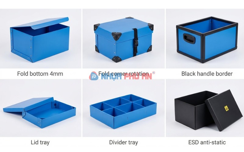 6 mẫu thùng nhựa Danpla bán chạy: nắp rời, nắp liền, gấp gọn, cửa lấy hàng, vách ngăn, ESD