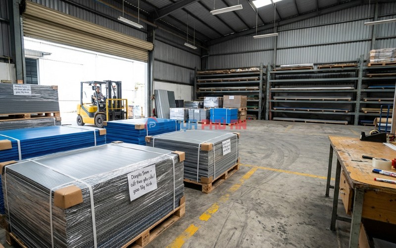 tấm nhựa Danpla xếp pallet, quấn màng và đai kiện sẵn sàng giao hàng tại kho xưởng Việt Nam