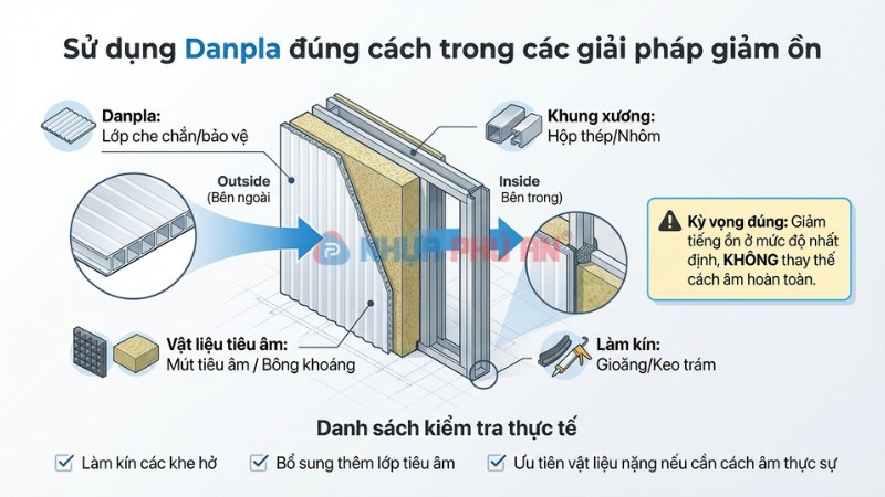 giải pháp kết hợp danpla với vật liệu tiêu âm