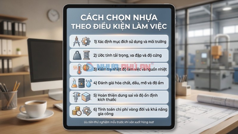 Hướng dẫn chọn vật liệu nhựa theo điều kiện làm việc với 6 bước từ môi trường tới chi phí vòng đời