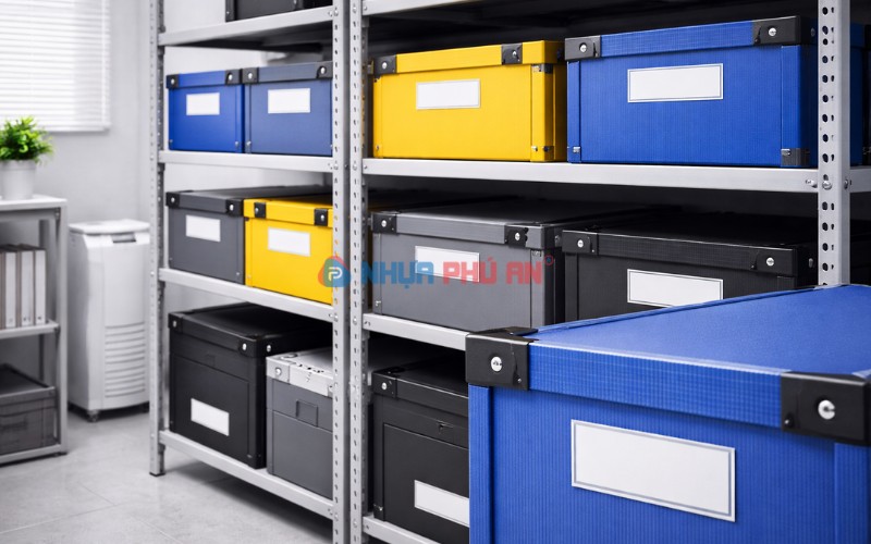 Lưu trữ hồ sơ văn phòng bằng thùng nhựa danpla