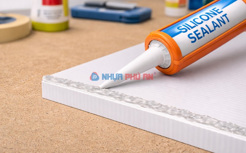 Tấm Danpla có thể dán keo hay bắn silicon được không?