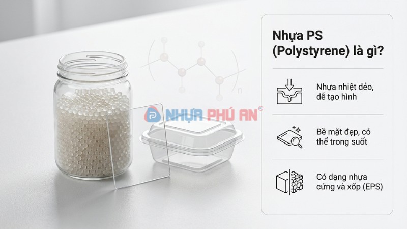 Infographic giải thích nhựa PS (Polystyrene) là gì