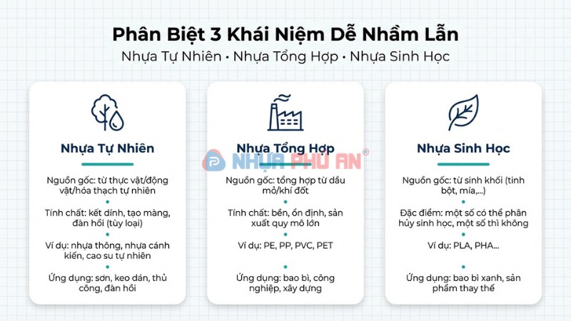 phân biệt nhựa tự nhiên nhựa tổng hợp và nhựa sinh học