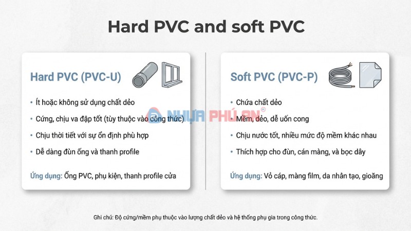 Infographic phân biệt PVC cứng PVC-U và PVC mềm PVC-P cùng ứng dụng