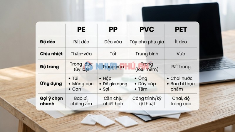 Bảng so sánh LDPE HDPE LLDPE với đặc tính và ứng dụng phổ biến