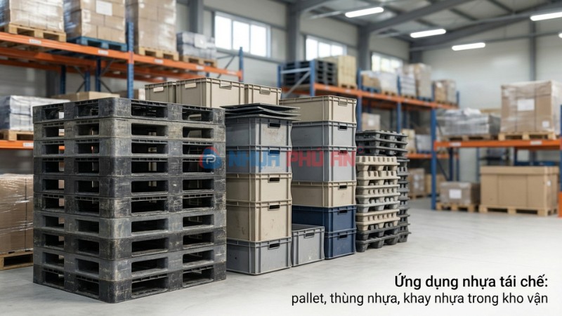 Ứng dụng nhựa tái chế trong kho vận: pallet, thùng nhựa, khay nhựa