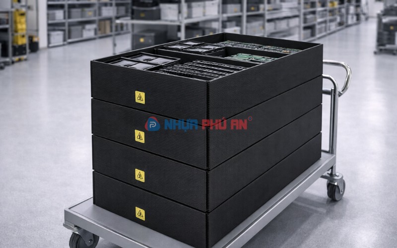 Ứng dụng thùng nhựa danpla trong ngành linh kiện điện tử