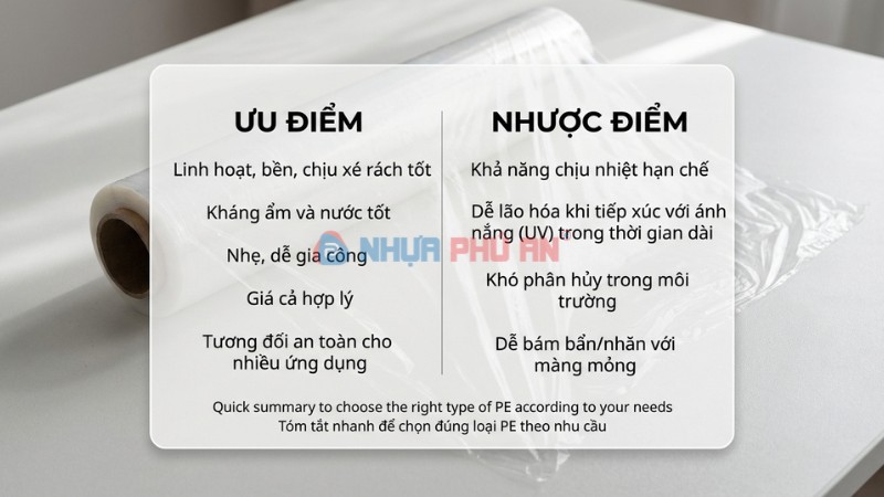 Infographic ưu điểm và nhược điểm của nhựa PE