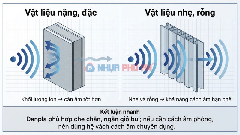 Vì sao danpla không cách âm tốt bằng vật liệu nặng