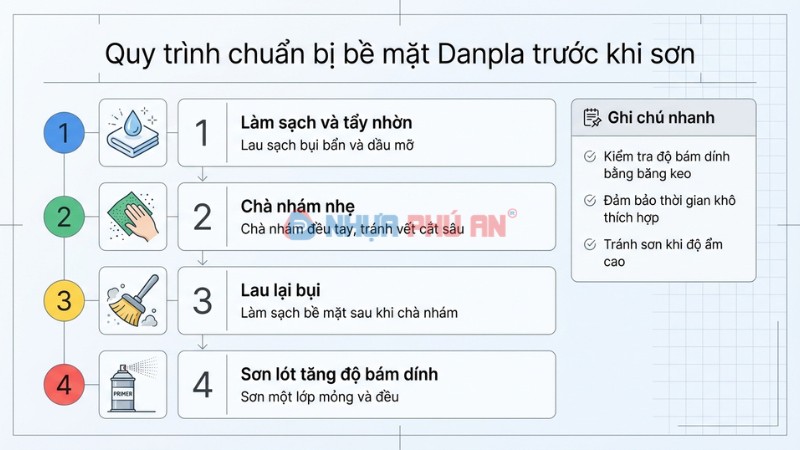 xử lý bề mặt Danpla trước khi sơn