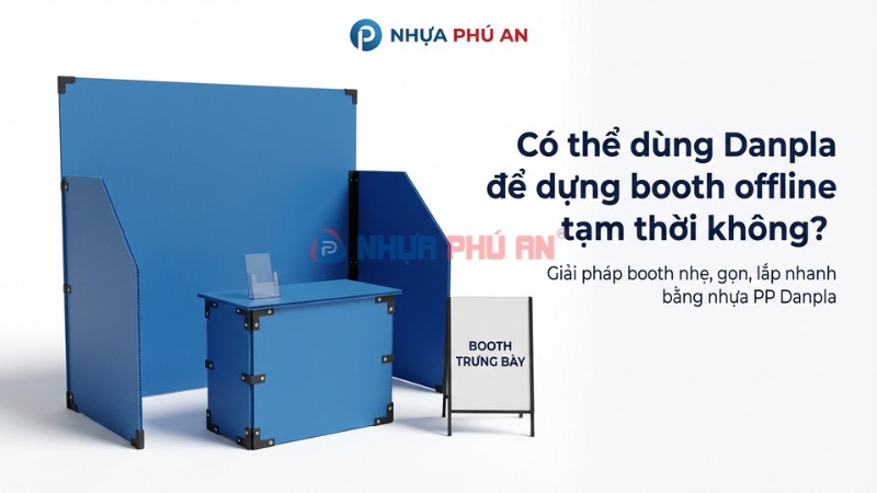 Ảnh cover booth offline tạm thời làm từ tấm Danpla PP dạng sóng của Nhựa Phú An