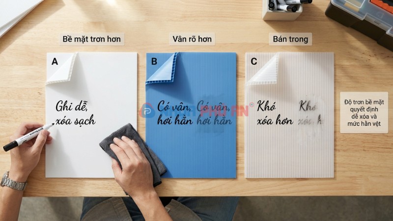 Bề mặt tấm Danpla có hợp viết bút lông không