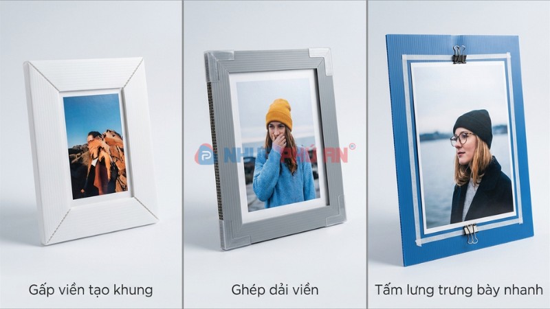 Minh họa các cách làm khung tranh bằng tấm nhựa Danpla