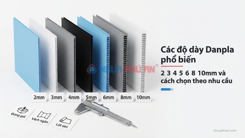 Các độ dày Danpla phổ biến (2 3 4 5 6 8 10mm) và cách chọn theo nhu cầu sử dụng