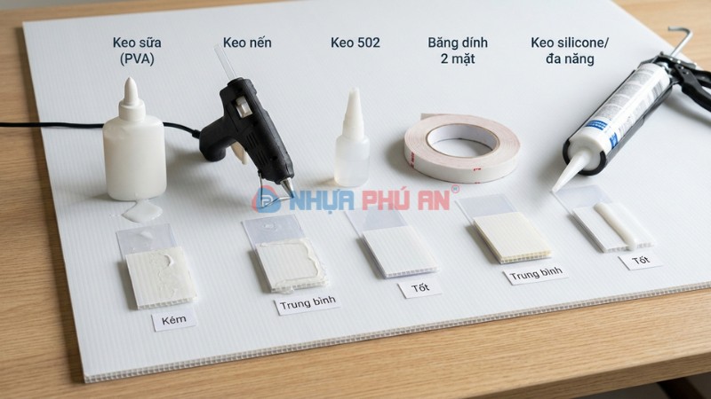 So sánh các loại keo dán thường dùng trên tấm nhựa Danpla corrugated