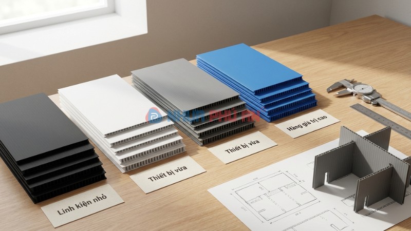 Chọn tấm nhựa Danpla theo độ dày màu sắc và thiết kế khay ngăn