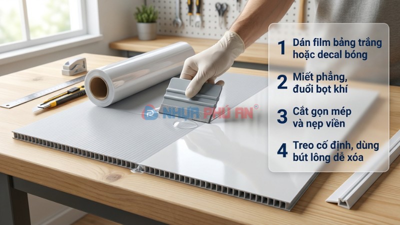 Cách làm tấm Danpla thành bảng viết xóa như bảng trắng