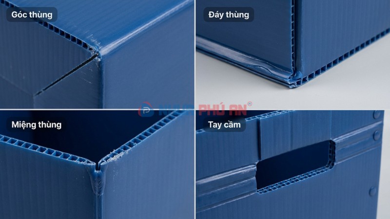 Cận cảnh điểm chịu lực của thùng nhựa danpla