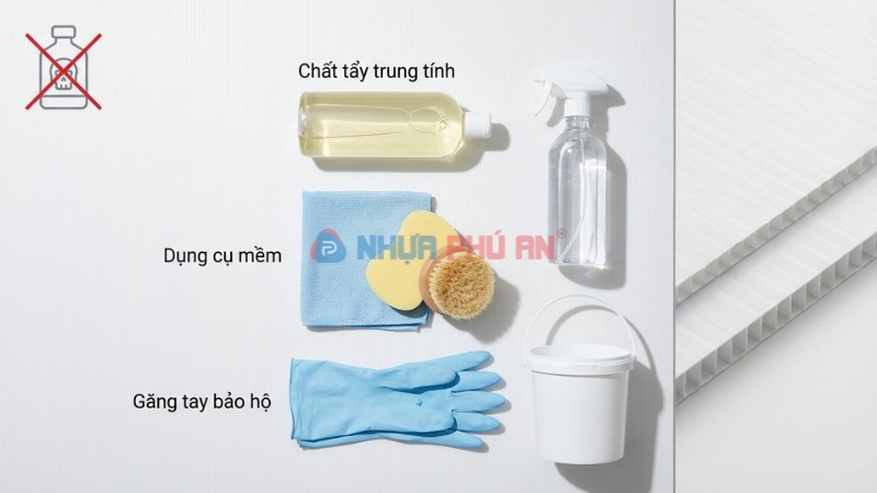 Bộ chất tẩy rửa và dụng cụ vệ sinh phù hợp cho thùng Danpla