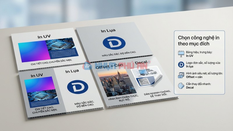 chọn công nghệ in trên nhựa Danpla PP rỗng ruột theo mục đích