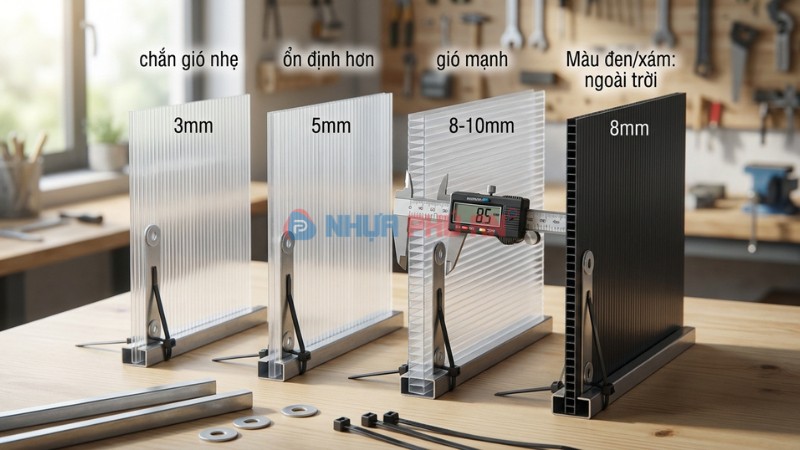 So sánh tấm nhựa Danpla corrugated 3mm 5mm và dày hơn để làm tấm chắn gió ổn định