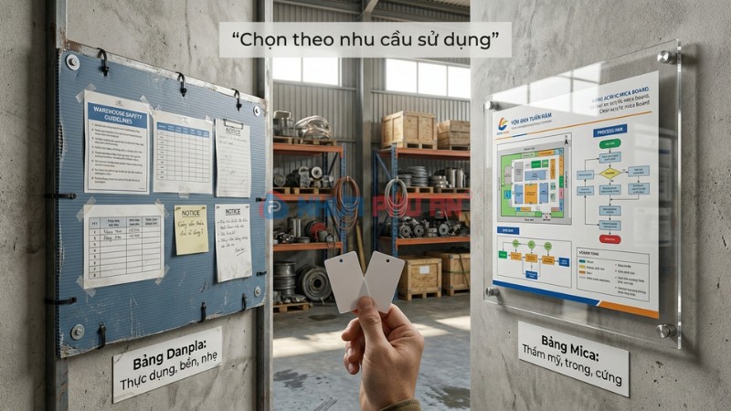 Ảnh cover so sánh tấm nhựa Danpla corrugated PP và bảng mica acrylic