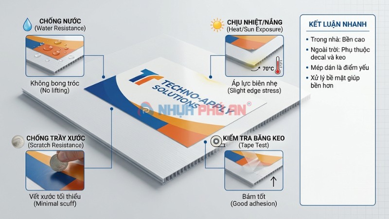 Minh họa độ bền decal dán trên nhựa Danpla PP
