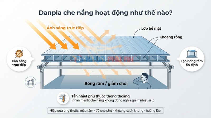 Sơ đồ cắt lớp tấm nhựa Danpla PP dạng rỗng