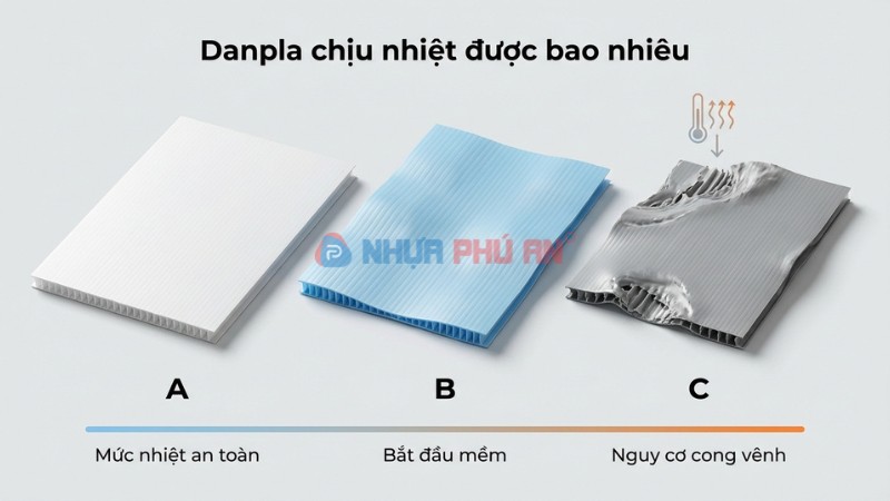 Minh họa mức chịu nhiệt của nhựa Danpla PP rỗng ruột