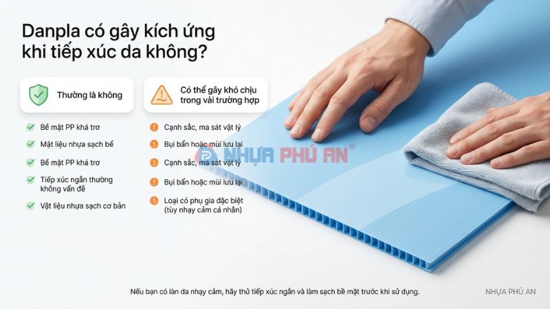 Tấm Danpla có gây kích ứng khi tiếp xúc da không