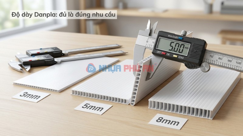 Độ dày Danpla phổ biến 3mm 5mm 8mm