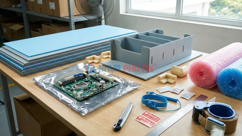 Ảnh cover có nên dùng tấm nhựa Danpla để đóng gói hàng điện tử an toàn tại Việt Nam