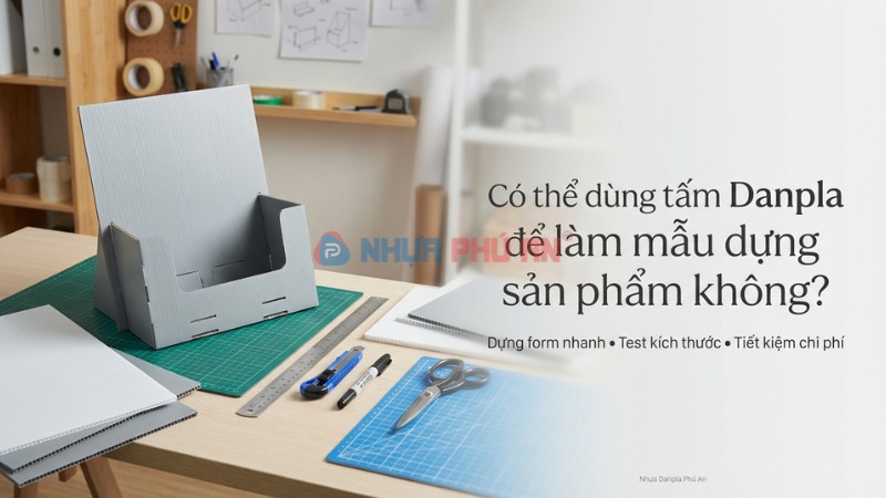 Ảnh cover dùng tấm nhựa Danpla làm mẫu dựng sản phẩm