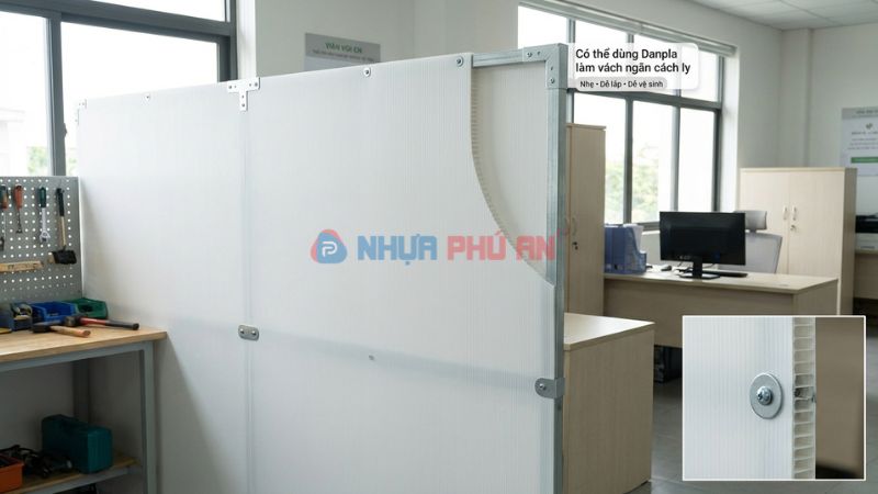 Tấm nhựa Danpla PP rỗng ruột làm vách ngăn cách ly