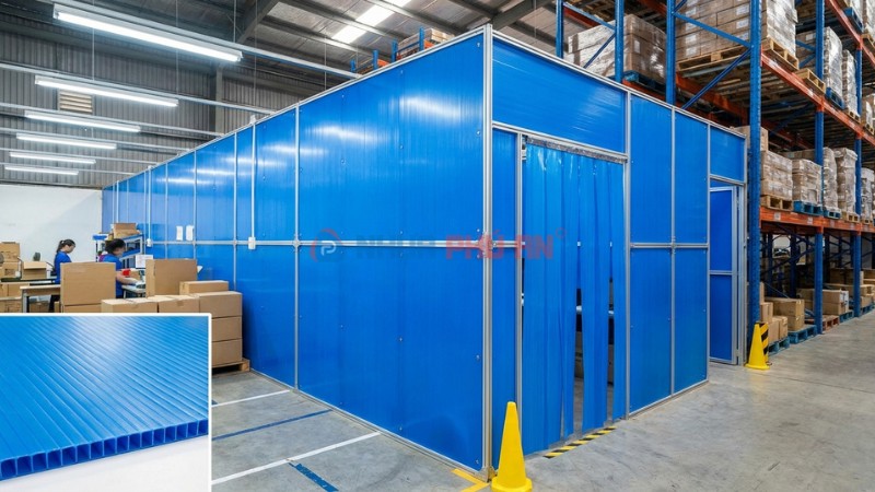 Vách ngăn Danpla phân khu kho hàng và chắn bụi