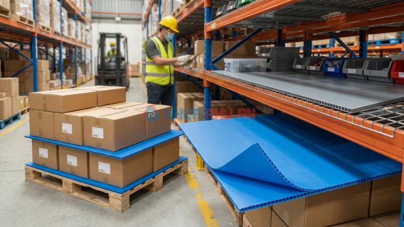 Tấm nhựa Danpla dùng lót pallet và lót kệ