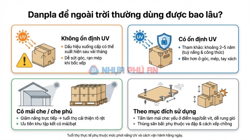 Nhựa danpla ngoài trời để được bao lâu