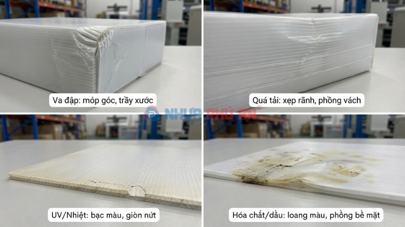 Dấu hiệu nhận biết thùng nhựa danpla hỏng